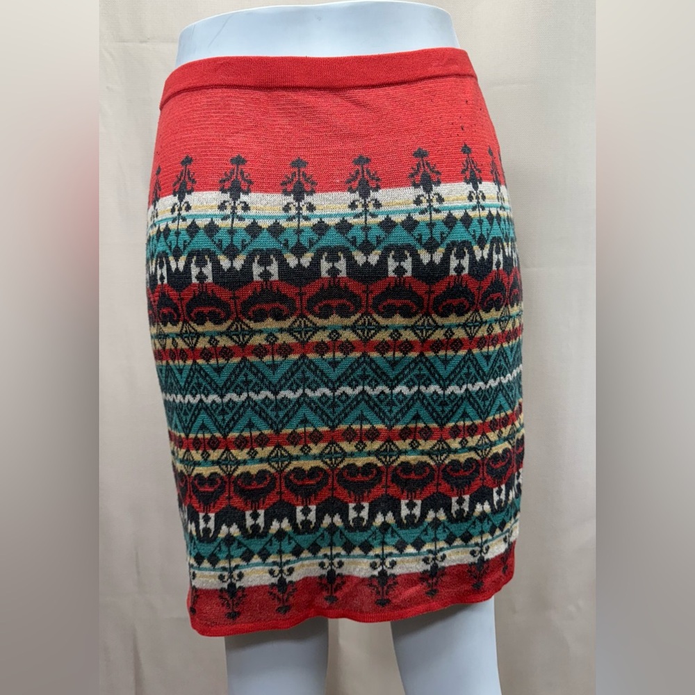 Peruvian Connection Geometric Patterned Knit Skirt - image 2
